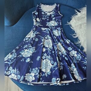 LuLaRoe Nicki Floral Blue Dress